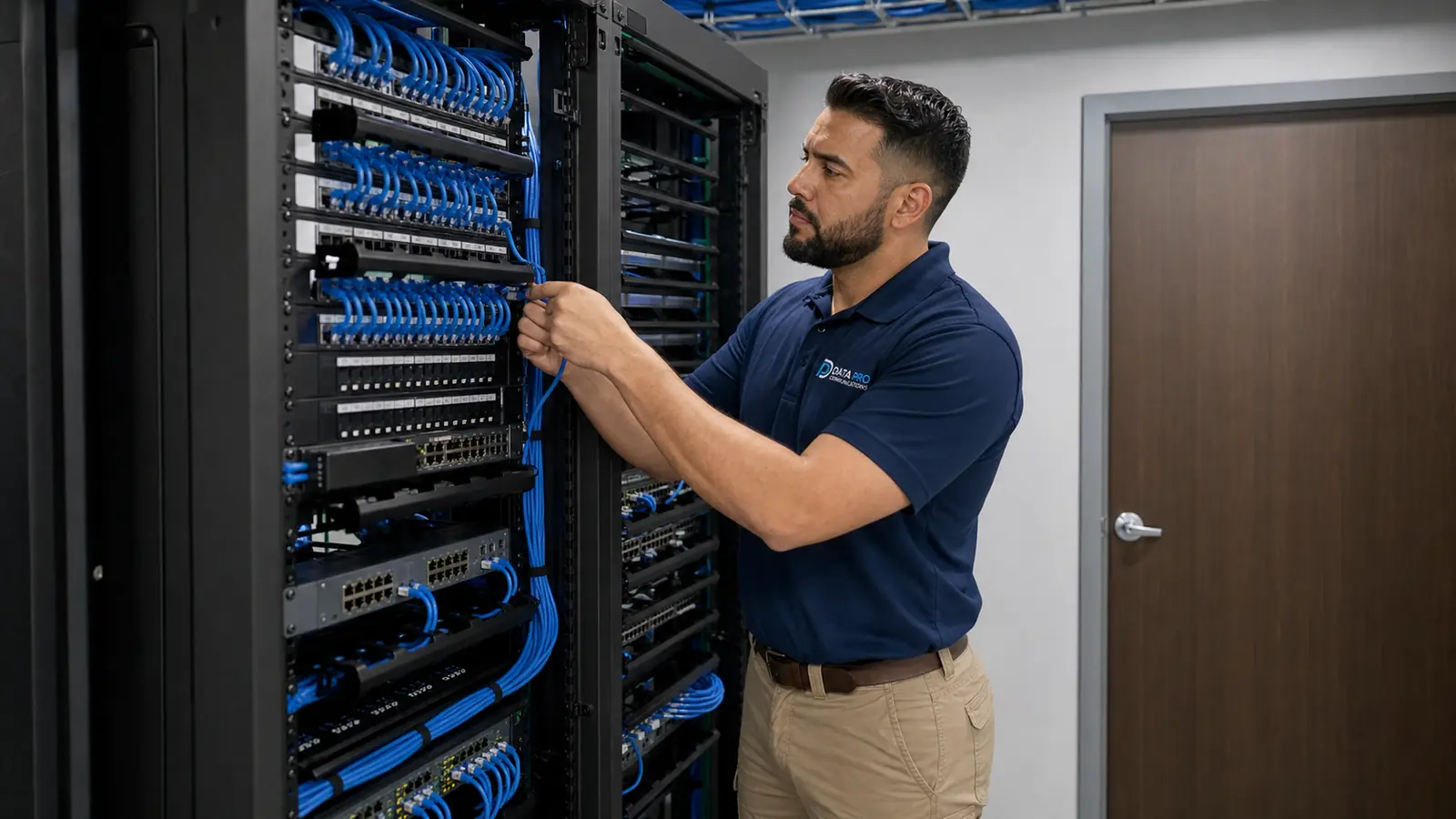Representative structured cabling installation inside a dedicated commercial IDF room