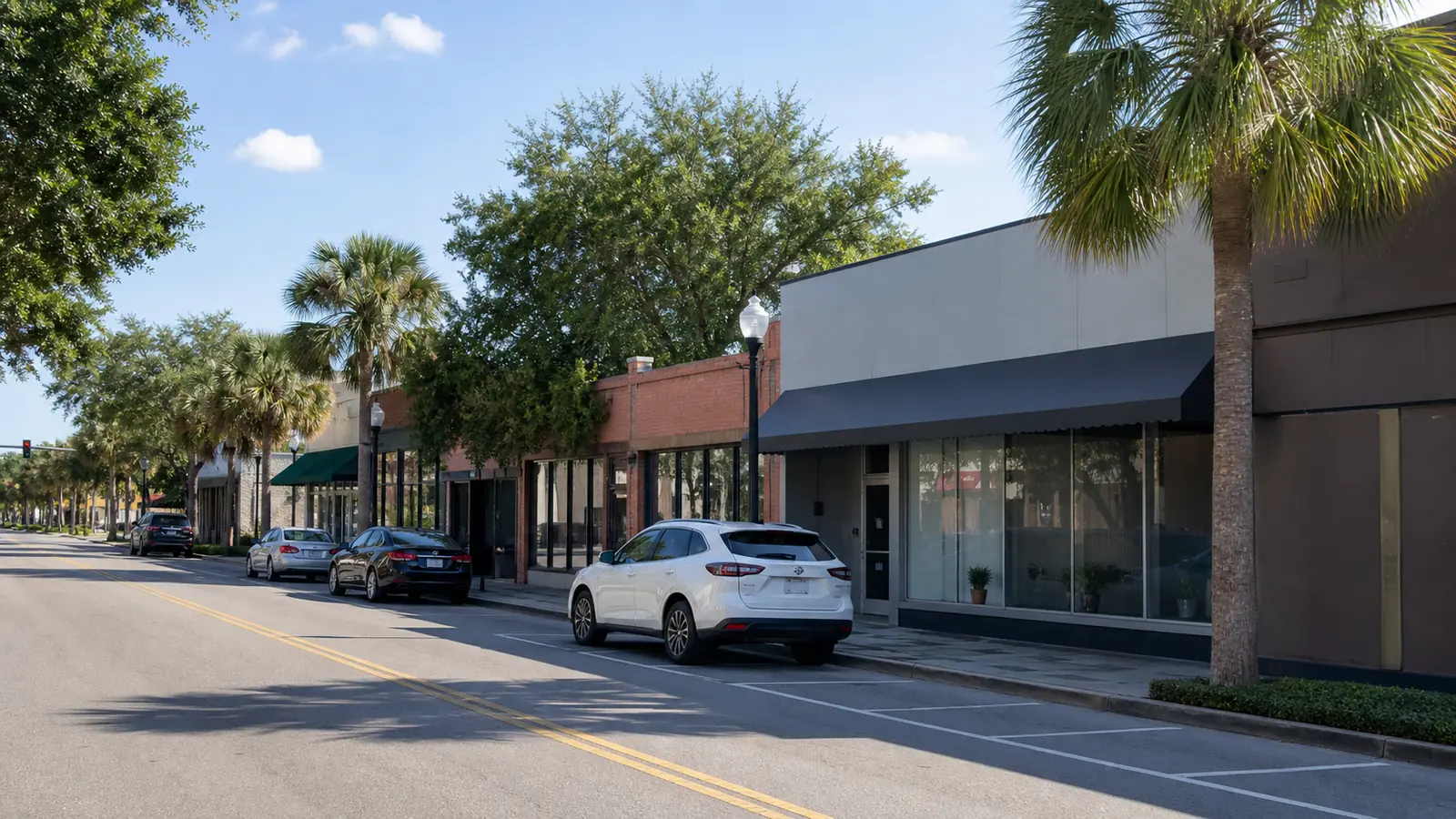 Representative Central Florida small-town commercial corridor