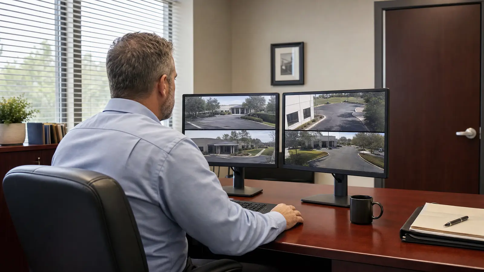 Commercial video management workstation supporting managed property operations